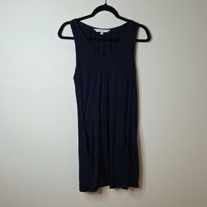 Trina Turk Deep Navy Blue V-Neck Dress With Pockets! Size Small